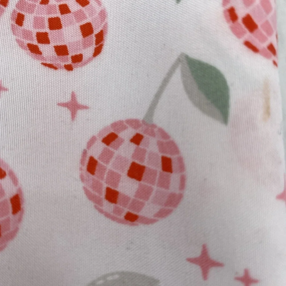 Peri Home Sheet Set KING White Pink Cherries Cherry Disco Balls Whimsical